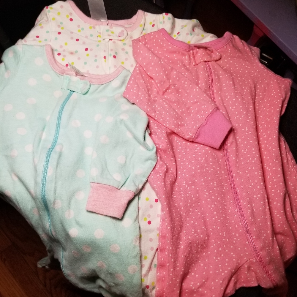 Set of 3 Onesies Brand Footed Pajamas